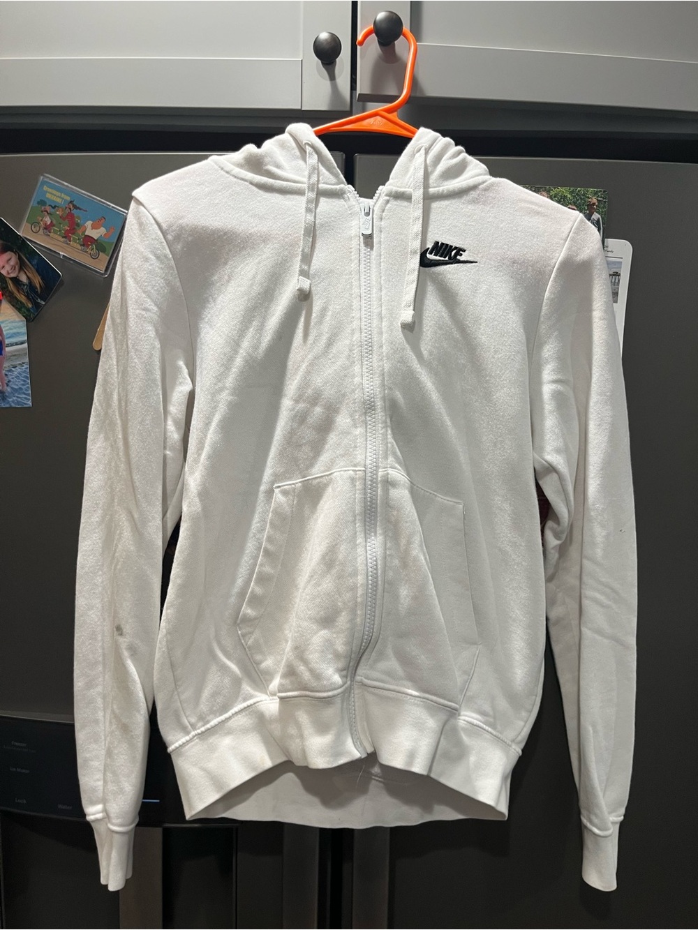 Nike Men’s White Full-Zip Hoodie with Black Logo